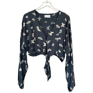 Urban Outfitters Jeanne Tie-Front Butterfly Blouse Size Small
